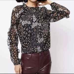 NWT LOFT Floral Ruffle Sleeve Blouse